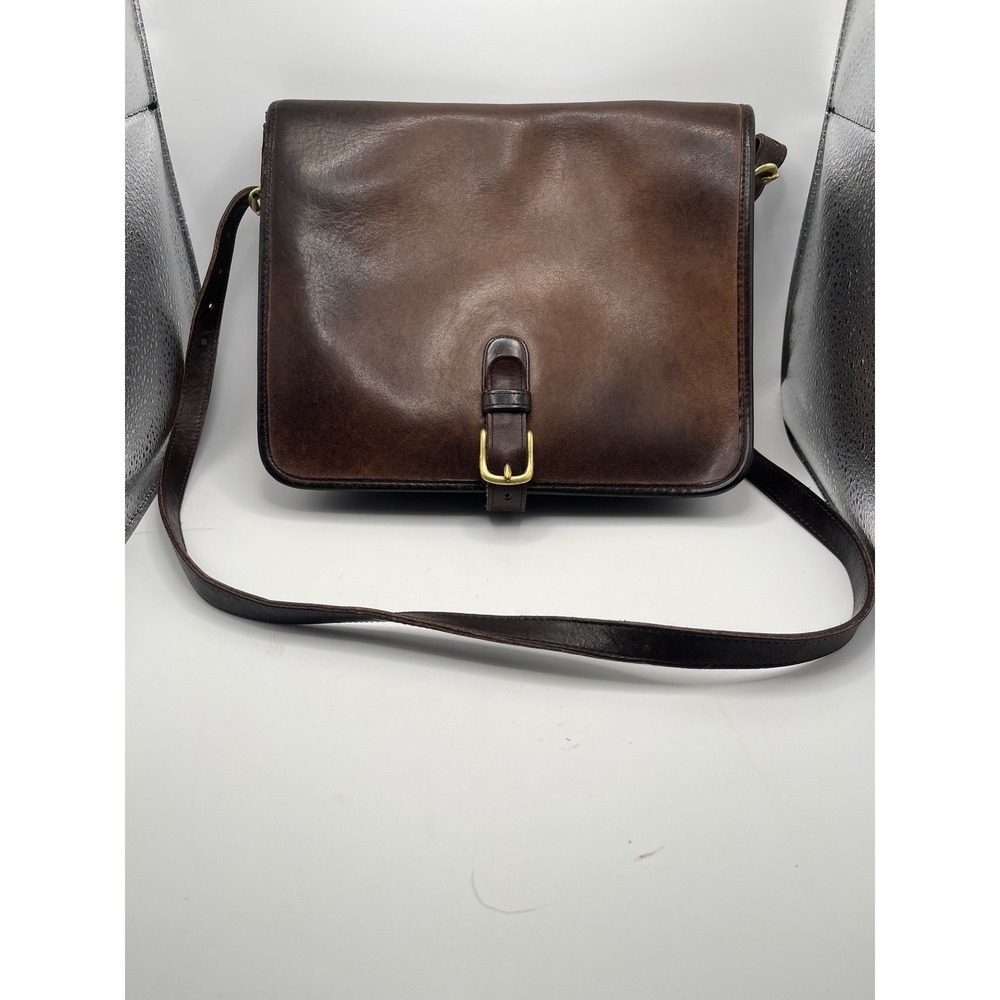 Vintage Coach Brown Leather Messenger Crossbody Bag NYC Made 909-0126 Mahogany - Picture 1 of 12